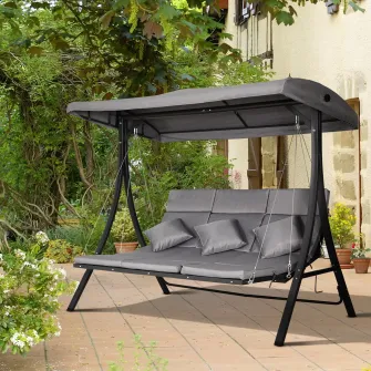 Balansoar cu 3 scaune, reglabil, 200x115x68cm, gri, Outsunny