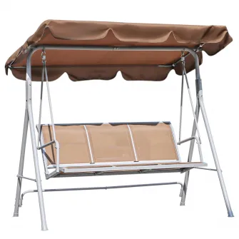 Balansoar de Gradina 3 Locuri Metal 170x112x153cm Maro Outsunny