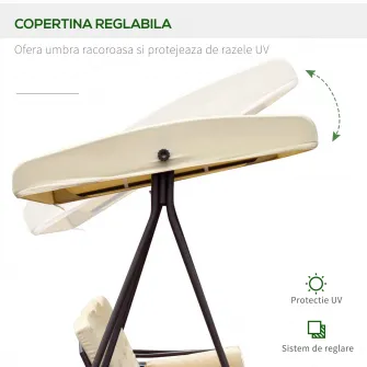 Balansoar / Leagan pentru terasa, 3 locuri, cu acoperis Outsunny