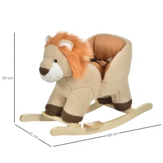 Balansoar pentru copii Homcom, 18-36 luni, Model Leu, 68x35x50 cm, Maro