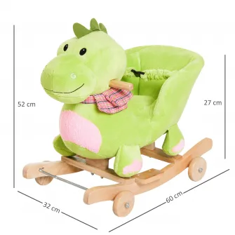 Balansoar pentru copii, Homcom, Model dragon, 1-3 ani, 60x32x52 cm, Verde