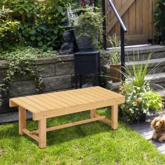 Banca de Exterior 2 Locuri, Lemn de Brad 110x38x35cm Outsunny