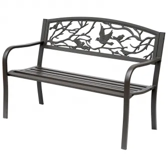 Banca de Exterior din Fonta cu Spatar 127x60cm Maro Outsunny