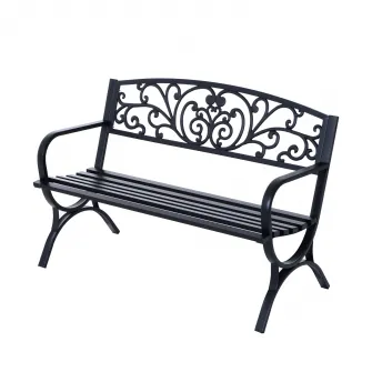 Banca de exterior din Fonta Prelucrata 127x60x85cm Negru Outsunny