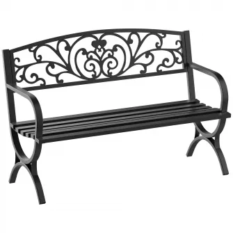 Banca de exterior din Fonta Prelucrata 127x60x85cm Negru Outsunny