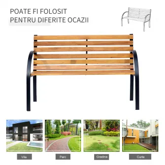Banca de Gradina cu 2 locuri 122x60x80cm Negru-Lemn Outsunny
