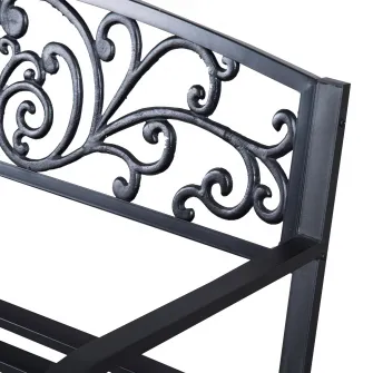 Banca in stil vintage pentru gradina, Outsunny, Metal, Rezistent la apa, 127 x 60 x 87 cm, Negru