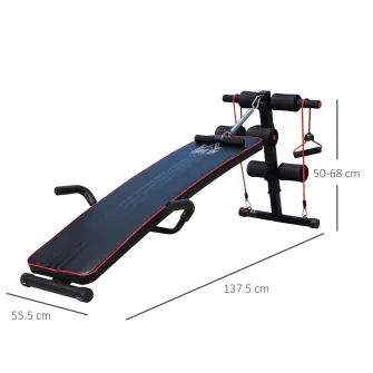 Banca multifunctionala pentru abdomene Homcom, Reglabila, 56.5 x 135 cm, Rosu/Negru