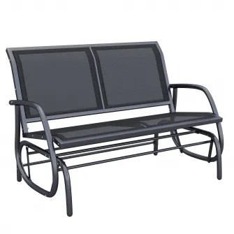Banca tip Leagan 2Locuri in Metal, 123x70x88cm, Negru Outsunny
