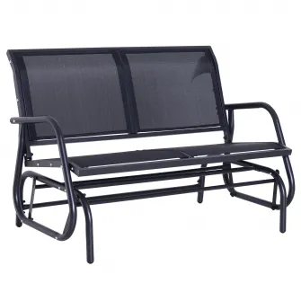 Banca tip Leagan 2Locuri in Metal, 123x70x88cm, Negru Outsunny