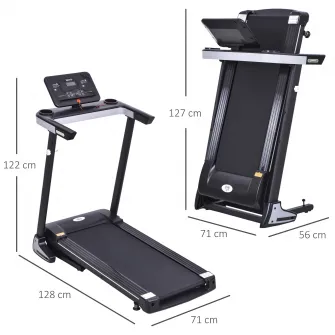 Banda de alergare HOMCOM, Pliabila, Ecran LCD, 1-12 km/h 500W, Otel PP, Negru