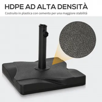 Baza Patrata pentru Umbrela de Soare Outsunny, pentru Stalpi de 35mm, 38mm, 48mm | Aosom RO