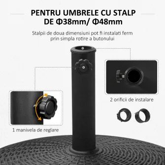 Baza pentru Umbrela de Soare de 38mm/48mm ∅52x41cm Negru Outsunny