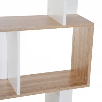 Biblioteca de perete moderna Homcom 5 rafturi din lemn alb/stejar, 60x24x184.5 cm