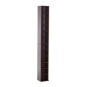 Biblioteca depozitare CD-uri​​​​​​​ tip soldat Homcom, Lemn MDF, 12 etajere, 21 x 20 x 175 cm, Maro