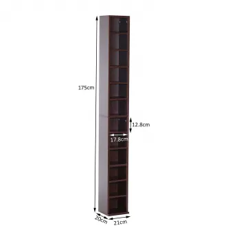 Biblioteca depozitare CD-uri​​​​​​​ tip soldat Homcom, Lemn MDF, 12 etajere, 21 x 20 x 175 cm, Maro