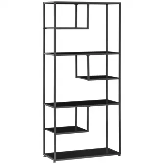 Biblioteca, Homcom, Otel/PAL, 83x34x180cm, Negru