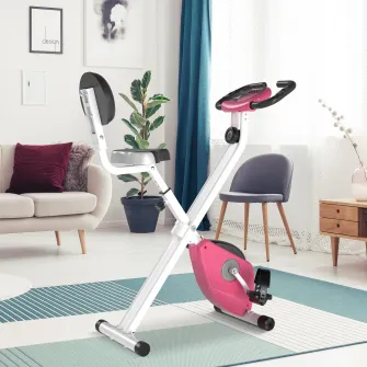 Bicicleta de Camera Pliabila Soozier cu 5 Pozitii Reglabile si 8 Nivele de Rezistenta Magnetica, Structura in X, 43x97x109cm, Gri si Negru