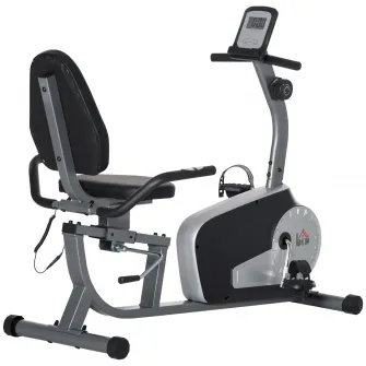 Bicicleta fitness Homcom, 8 nivele de rezistenta, Otel/ABS, Monitor LCD, 122-137x62x103 cm, Argintiu/Negru
