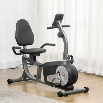 Bicicleta fitness Homcom, 8 nivele de rezistenta, Otel/ABS, Monitor LCD, 122-137x62x103 cm, Argintiu/Negru