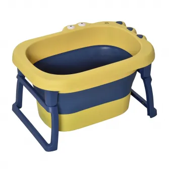 Cadita bebe Homcom, Polipropilena, 75.3x55.4x43cm, 105l, Albastru/Galben