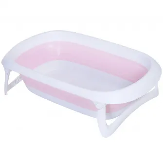 Cadita de baie pentru bebelusi Homcom, Plastic, Pliabila, Sistem de evacuare apa, 80x48x21cm, Alb/Roz