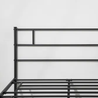 Cadru pat dublu in stil industrial, Homcom, Otel, 160 x 200 cm, Negru