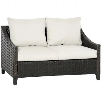 Canapea de gradina, Outsunny, Ratan PE, 132x70x74 cm, Maro