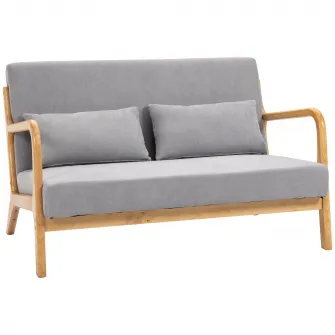 Canapea, Homcom, Lemn/Textil, 122x71x76cm, Gri