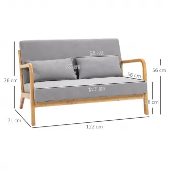 Canapea, Homcom, Lemn/Textil, 122x71x76cm, Gri