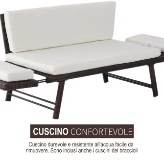 Canapea/sezlong gradina 2 locuri, 129x66x67cm, alb, Outsunny
