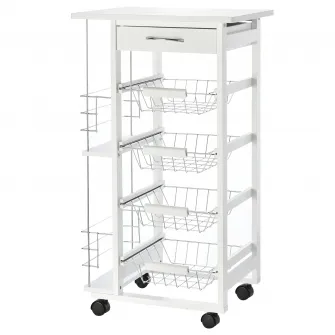 Carucior servire Homcom, Metal/Lemn, 47x37x83cm, Alb