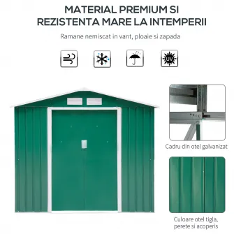 Casuta de gradina 213x127x185cm verde Outsunny