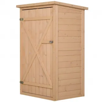 Casuta de gradina pentru depozitare, Outsunny, Lemn de molid rezistent la apa, 75x56x115 cm, Maro