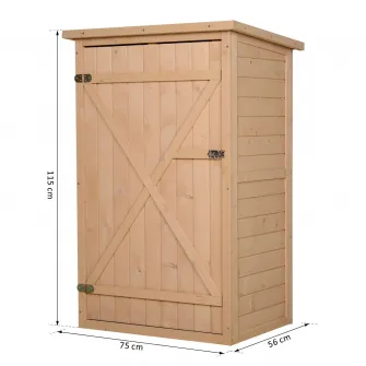 Casuta de gradina pentru depozitare, Outsunny, Lemn de molid rezistent la apa, 75x56x115 cm, Maro