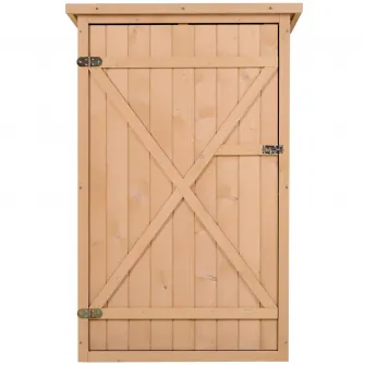 Casuta de gradina pentru depozitare, Outsunny, Lemn de molid rezistent la apa, 75x56x115 cm, Maro