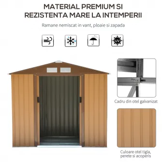 Casuta pentru Ustensile 213x127x185cm Galben Inchis Outsunny