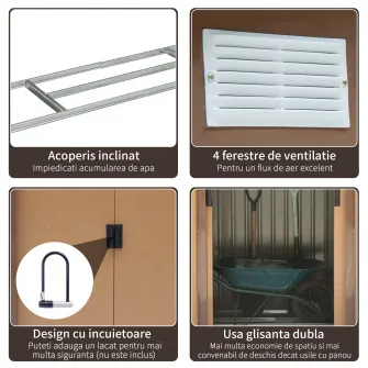 Casuta pentru Ustensile 213x127x185cm Galben Inchis Outsunny