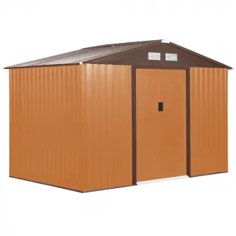 Casuta ustensile de gradina, 277x191x192cm, galben, Outsunny