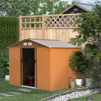 Casuta ustensile de gradina, 277x191x192cm, galben, Outsunny