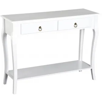 Consola HomCom, 100 x 33 x 76cm, MDF/Lemn de pin, Alb