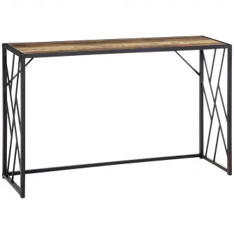Consola HOMCOM 120 cm, masa canapea industriala cu cadru metalic pentru sufragerie, hol, maro