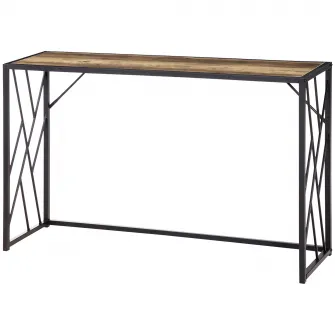 Consola HOMCOM 120 cm, masa canapea industriala cu cadru metalic pentru sufragerie, hol, maro