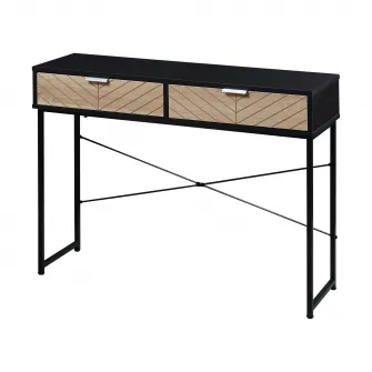Consola Moderna HOMCOM pentru Hol si Sufragerie cu 2 Sertare Metalice 100x30x75cm - Negru