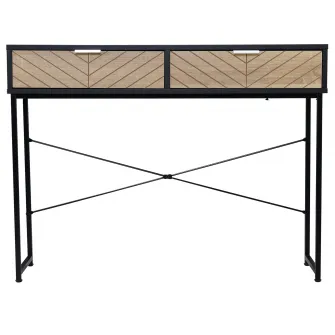 Consola Moderna HOMCOM pentru Hol si Sufragerie cu 2 Sertare Metalice 100x30x75cm - Negru