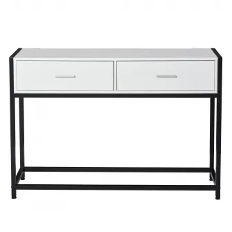 Consola pentru hol, Homcom, PAL/Metal, 2 sertare, 120 x 34 x 81 cm, Alb/Negru
