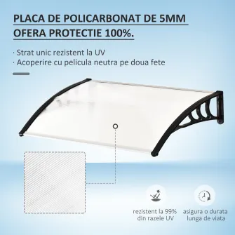 Copertina din policarbonat Anti-UV 120x80x23cm transparent-negru