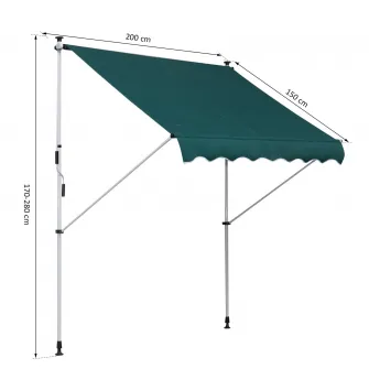 Copertina Outsunny, Stalpi telescopici, Unghi reglabil, 200x150cm, Verde