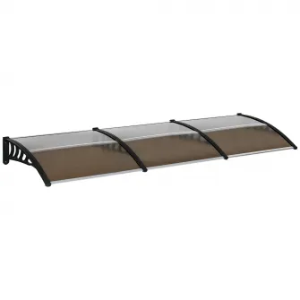 Copertina pentru usi si ferestre Outsunny, Policarbonat/Aluminiu/PP, 300x100x26 cm, Maro/Negru