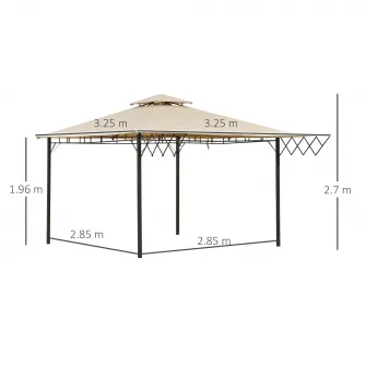 Cort pavilion pentru gradina Outsunny, Metal/Poliester, 3.25x3.25m, Maro deschis